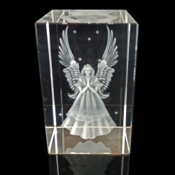 3D Guardian Angel Crystal Block Engraving
